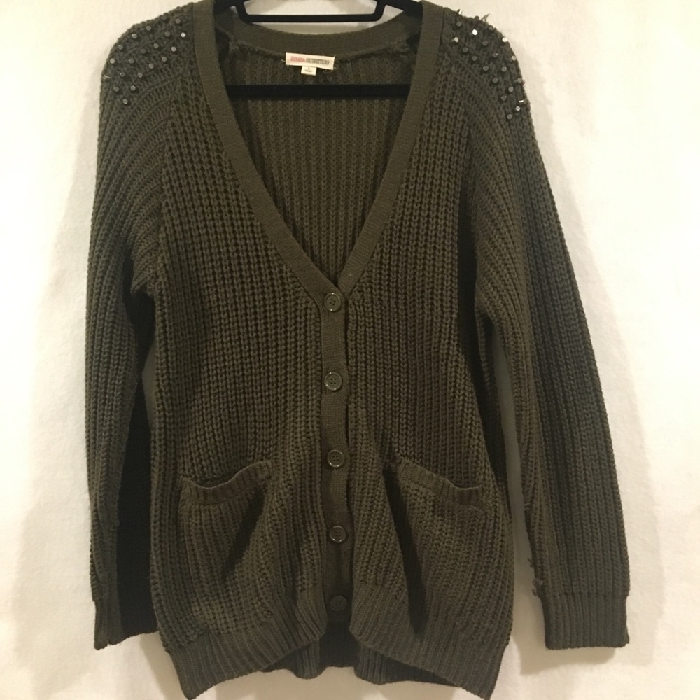 Studded Olive Cardigan